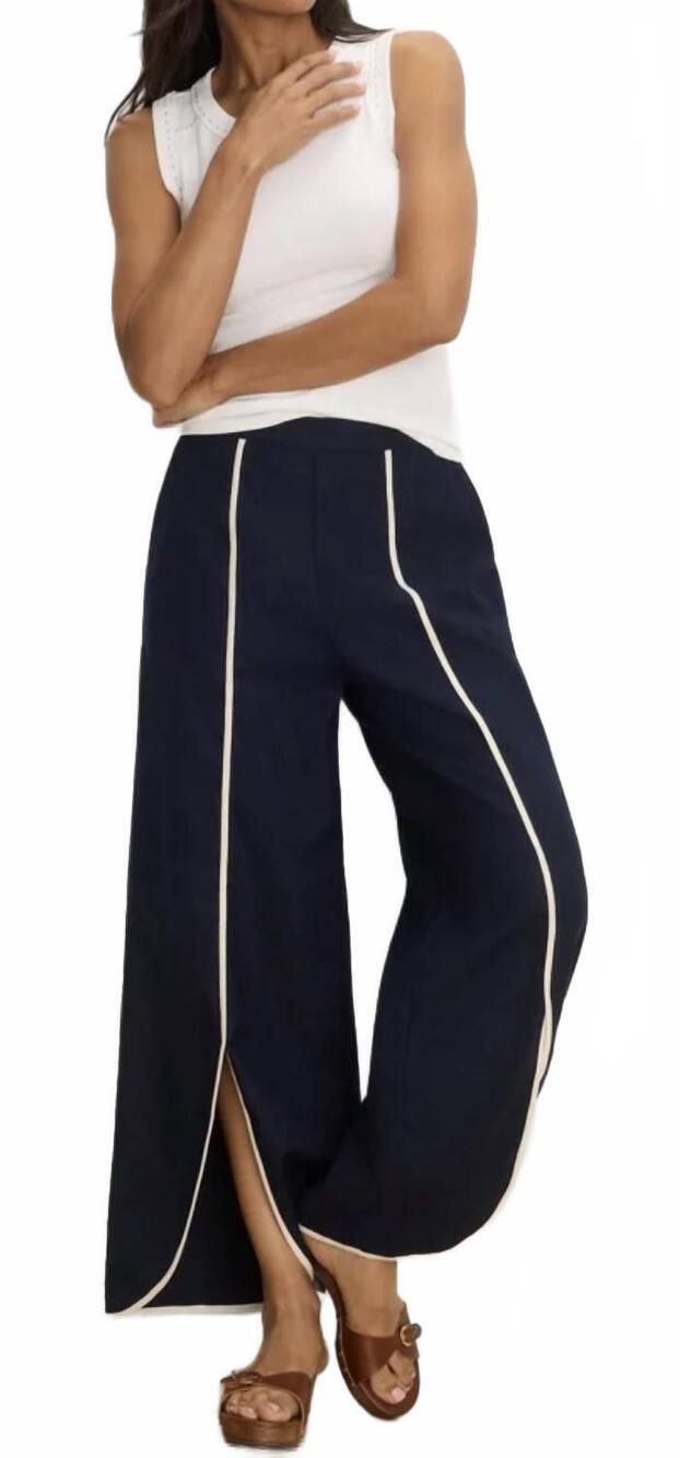 NEW NIC + ZOE piped wide leg pant in dark indigo